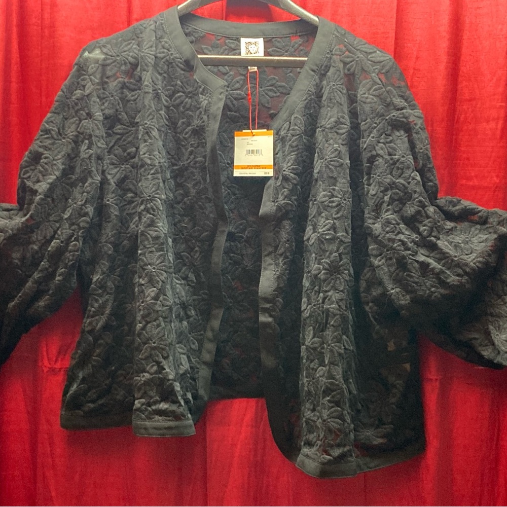 SOLD - Anne Klein Woman Lace Black Floral Short Decorative Jacket 24W NWT